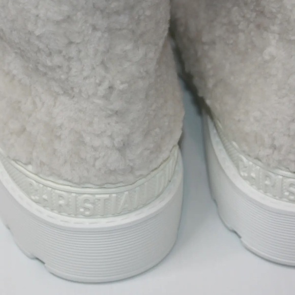 Dior Women's Ankle Boots. leather, lace-up, round toe, chunky, Off white,Size:39 - Picture 7 of 15